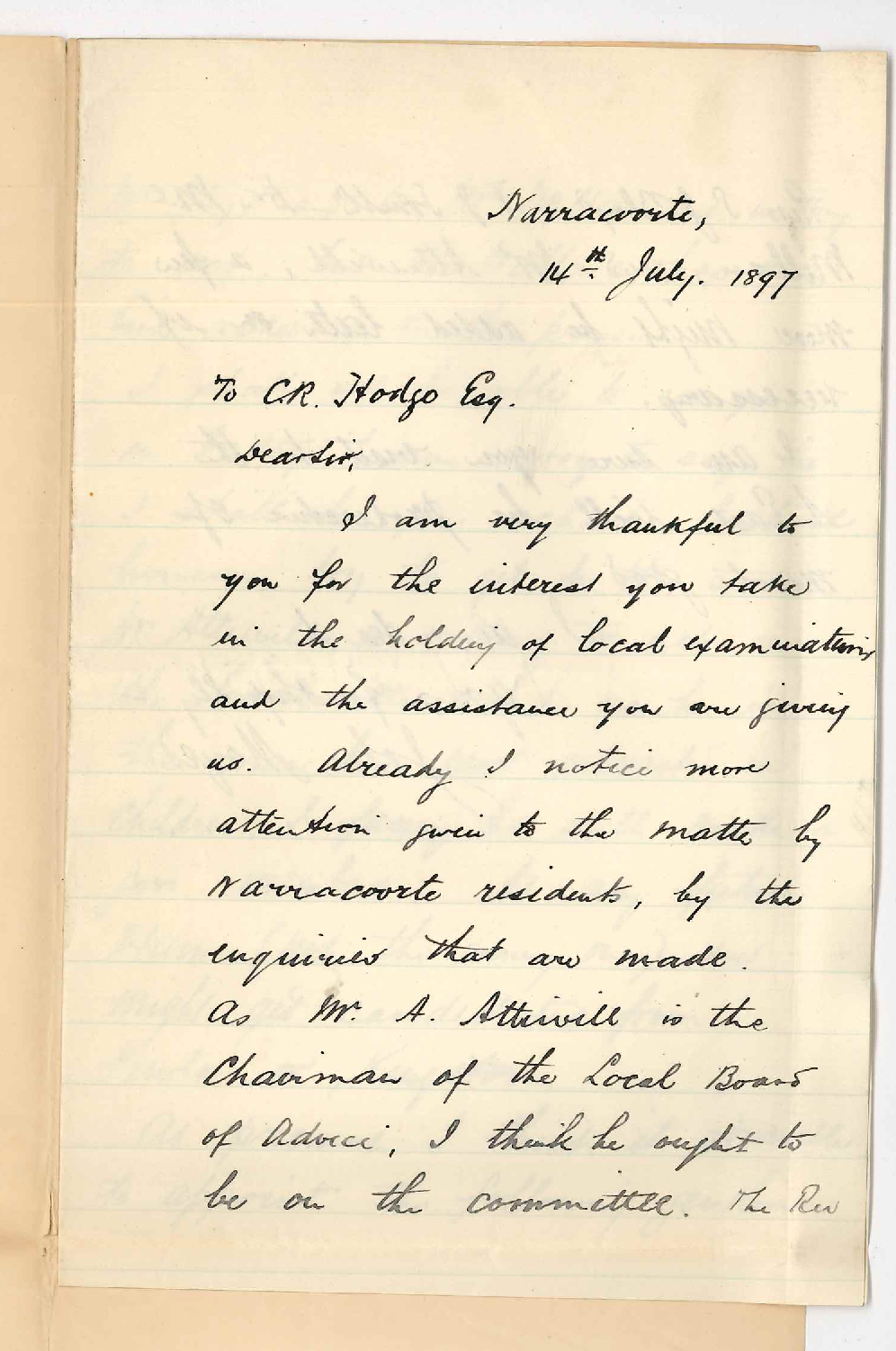 John Moyes - Naracoorte - Concerning Local Centre for Exams in the South East