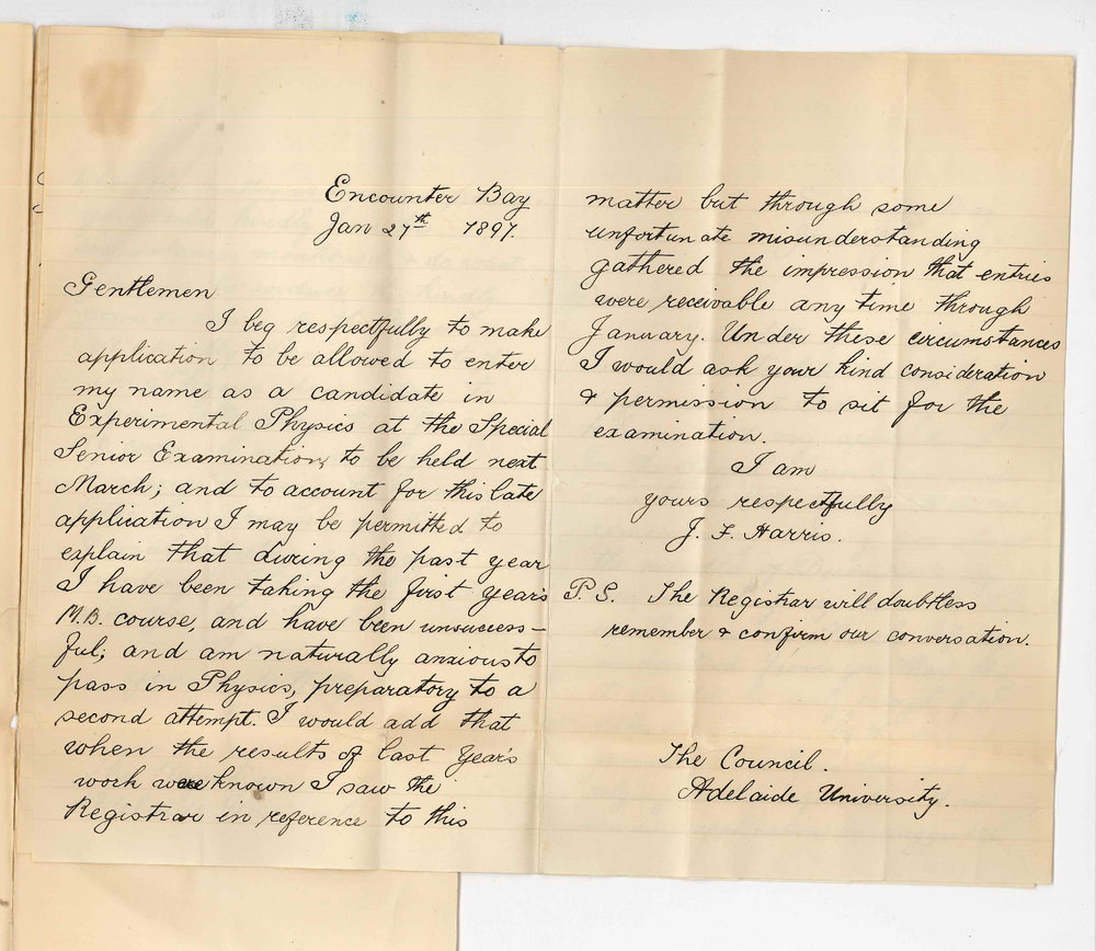 Stanley Arthur Malin and James Frederick Harris - Application to be examined in Physics March