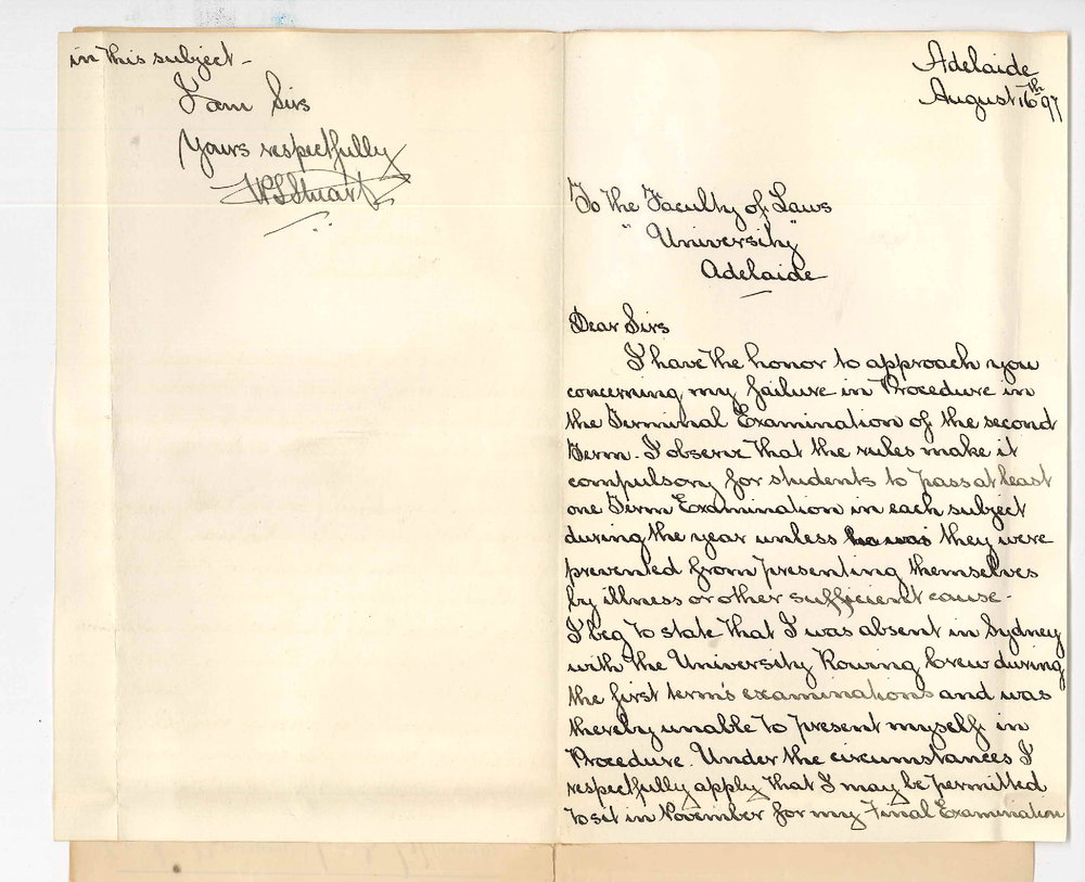 Walter Leslie Stuart - Adelaide - Permission to sit for final Exam in Procedure