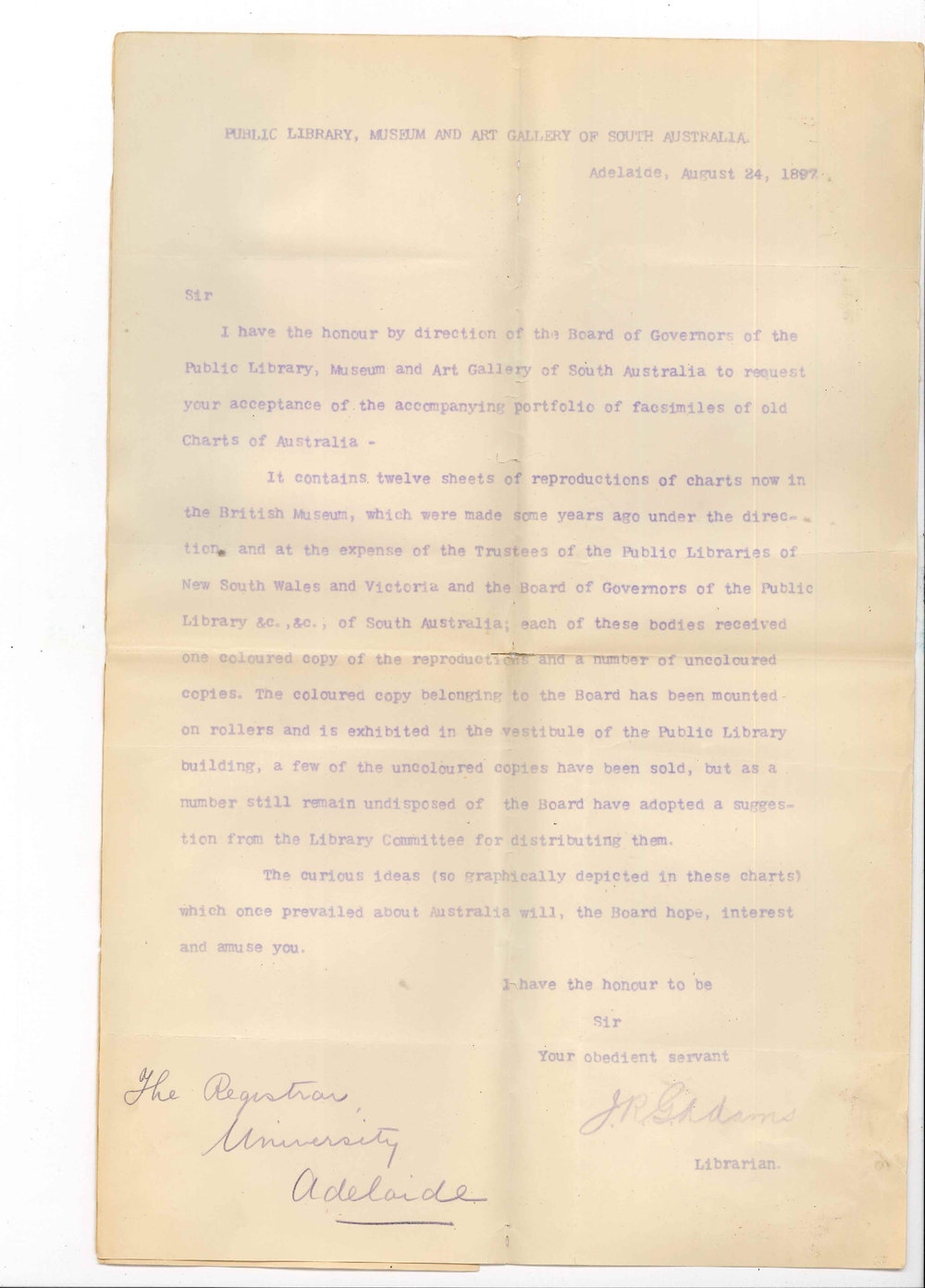 Public Library - Adelaide - Requesting the Acceptance of Portfolio of Charts