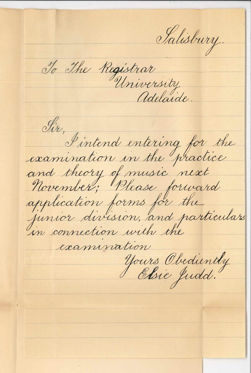 Elsie Judd - Salisbury - Information regarding Junior Music