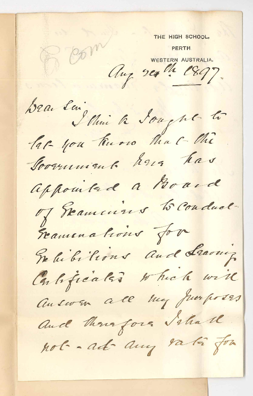 F C Faulkner - High School Perth - Not entering any boys for Preliminary etc