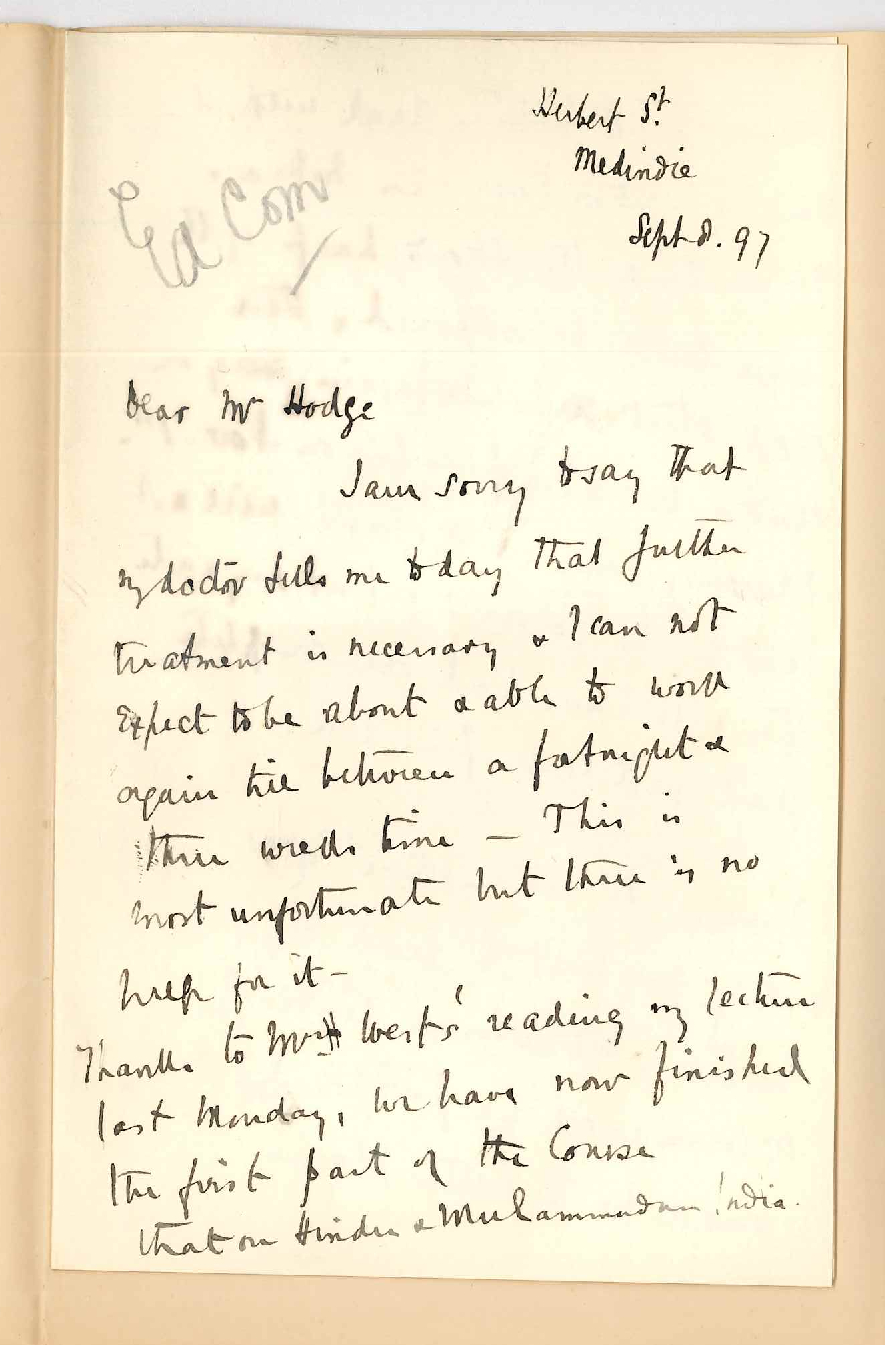 Wilfrid F Oldham - Herbert Street Medindie - Extension Lectures on India