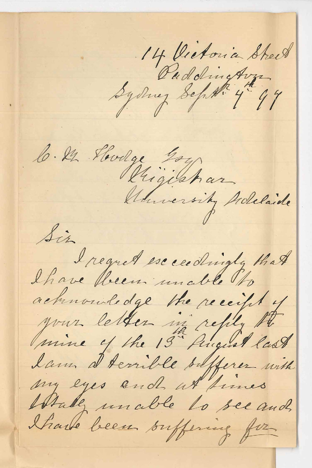 Annie Krefft - Sydney - Referring to her husbands Scientific Works