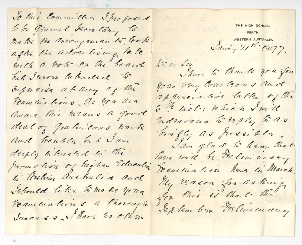 F C Faulkner - Perth - Concerning Examinations