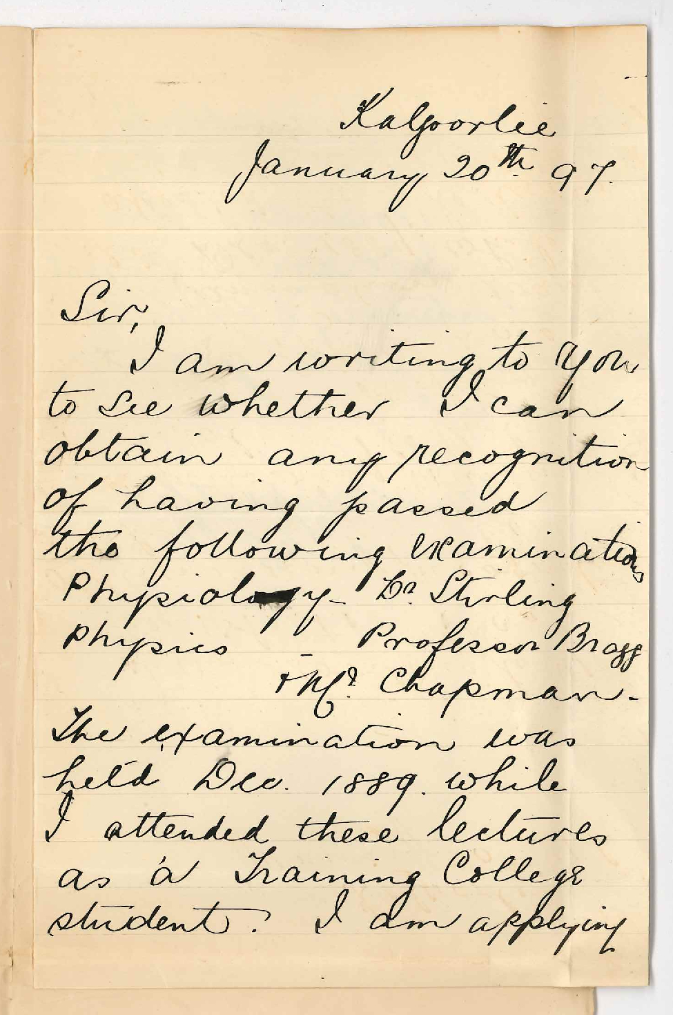 Annie McBean - Asking for recognition of having passed Physiology and Physics Exams