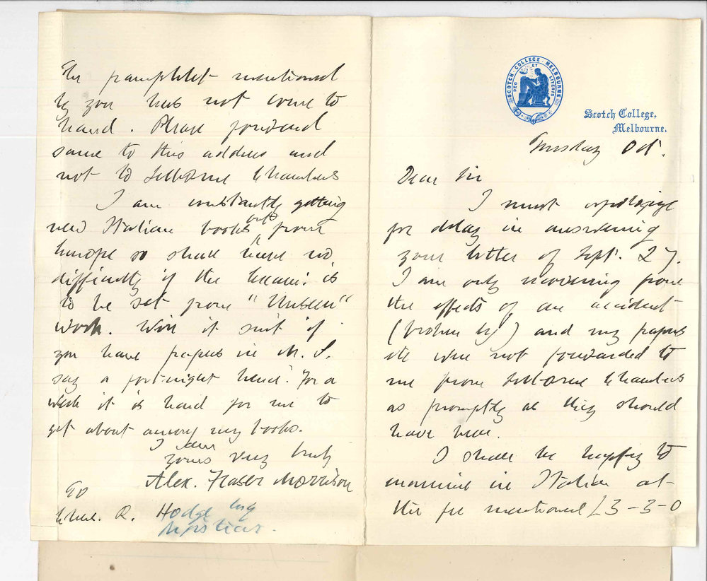 Alexander Fraser Morrison - Scotch College Melbourne - Consents to act as Examiner in Italian