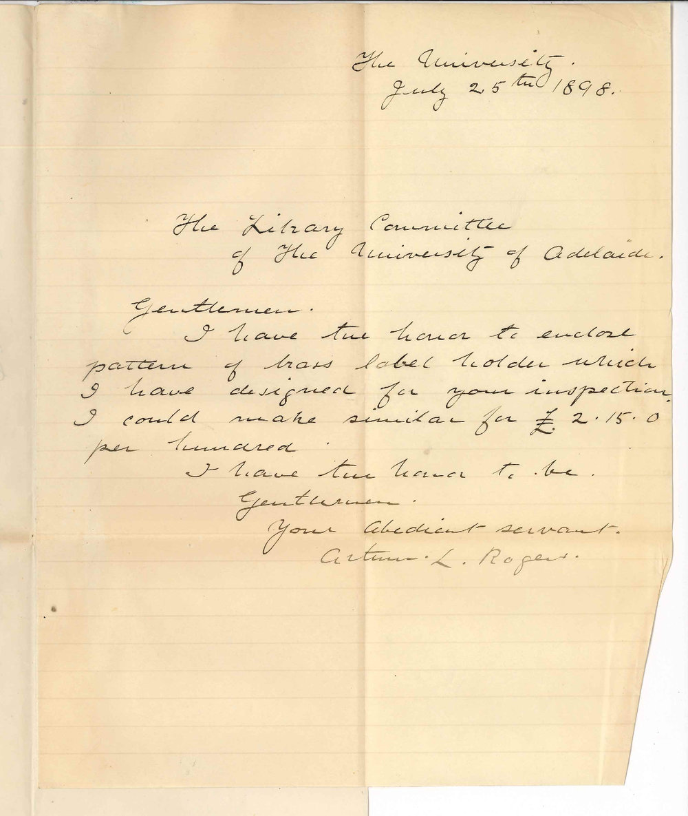 Arthur L Rogers - Offering to make label holders