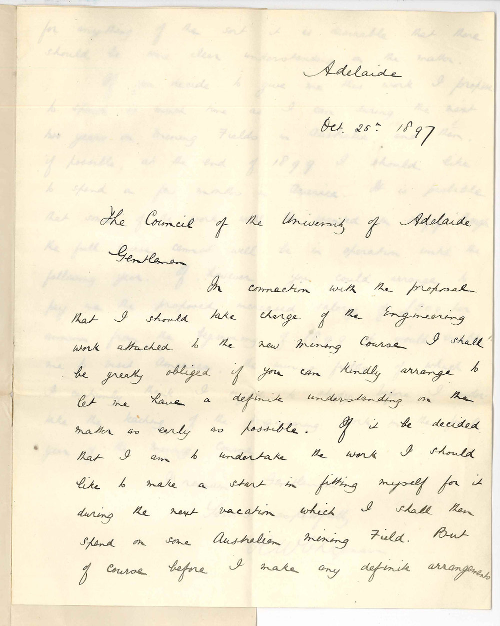 Robert William Chapman - Adelaide - Concerning the Mining Engineering Course