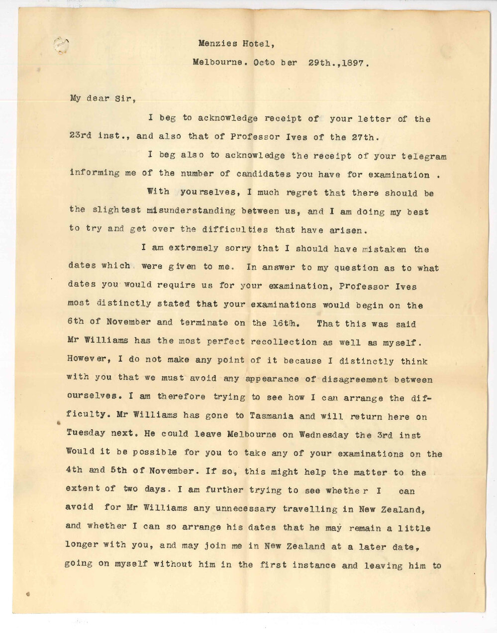 Samuel Aitken - Honorary Secretary - The Associated Board of the RAM and RCM - Melbourne - Musical Exam in Adelaide