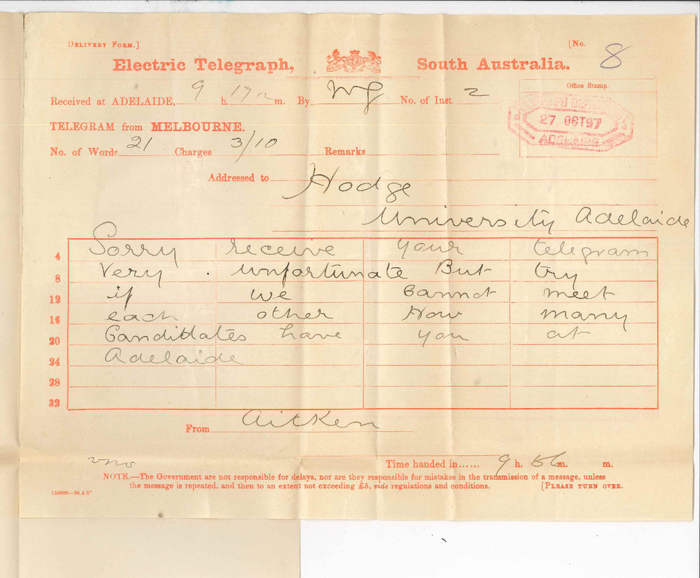 Samuel Aitken - Melbourne - Regarding Music Exam at Adelaide