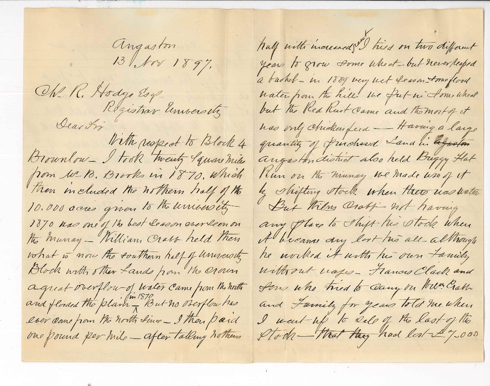 James Heggie - Angaston - Value of land at Brownlow 5/-