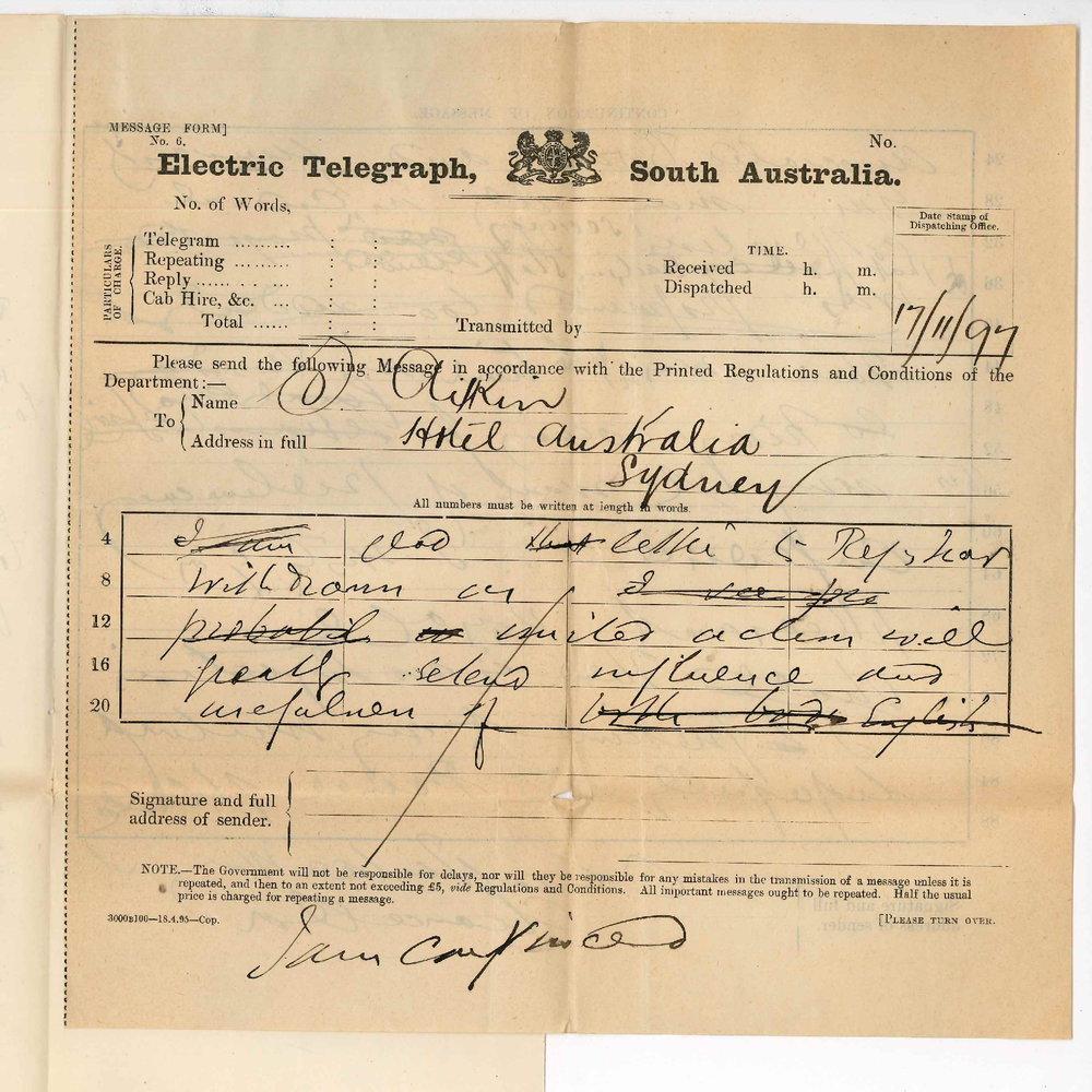 Samuel Aitkin - Sydney - Withdrawal of letter terminating friendly relations