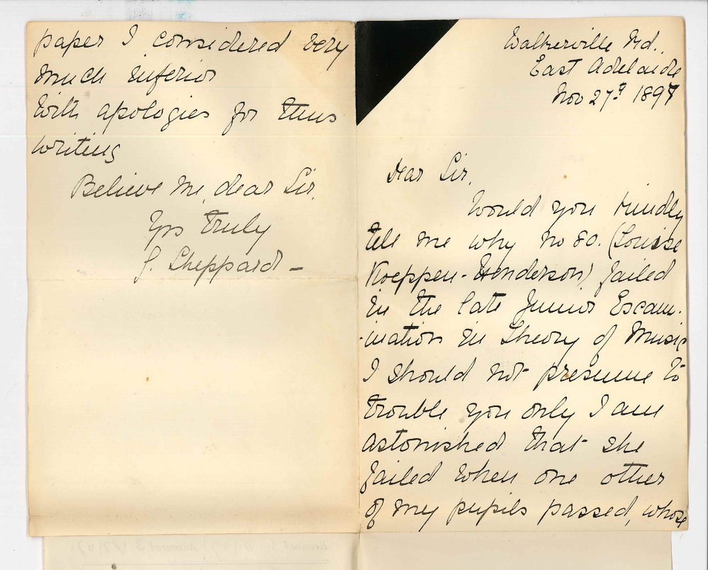 Miss G Sheppard - East Adelaide - Asking why number 80 failed Junior Theory