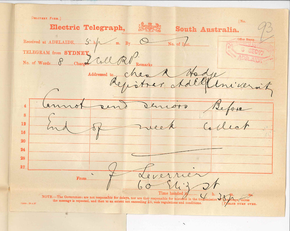 F Leverrier - Sydney - Cannot send Senior results before end of week