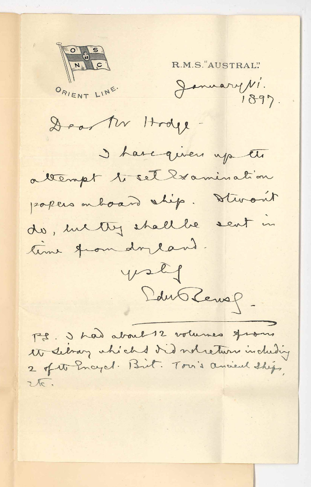 Professor Edward von Blomberg Bensley - Concerning Examination Papers