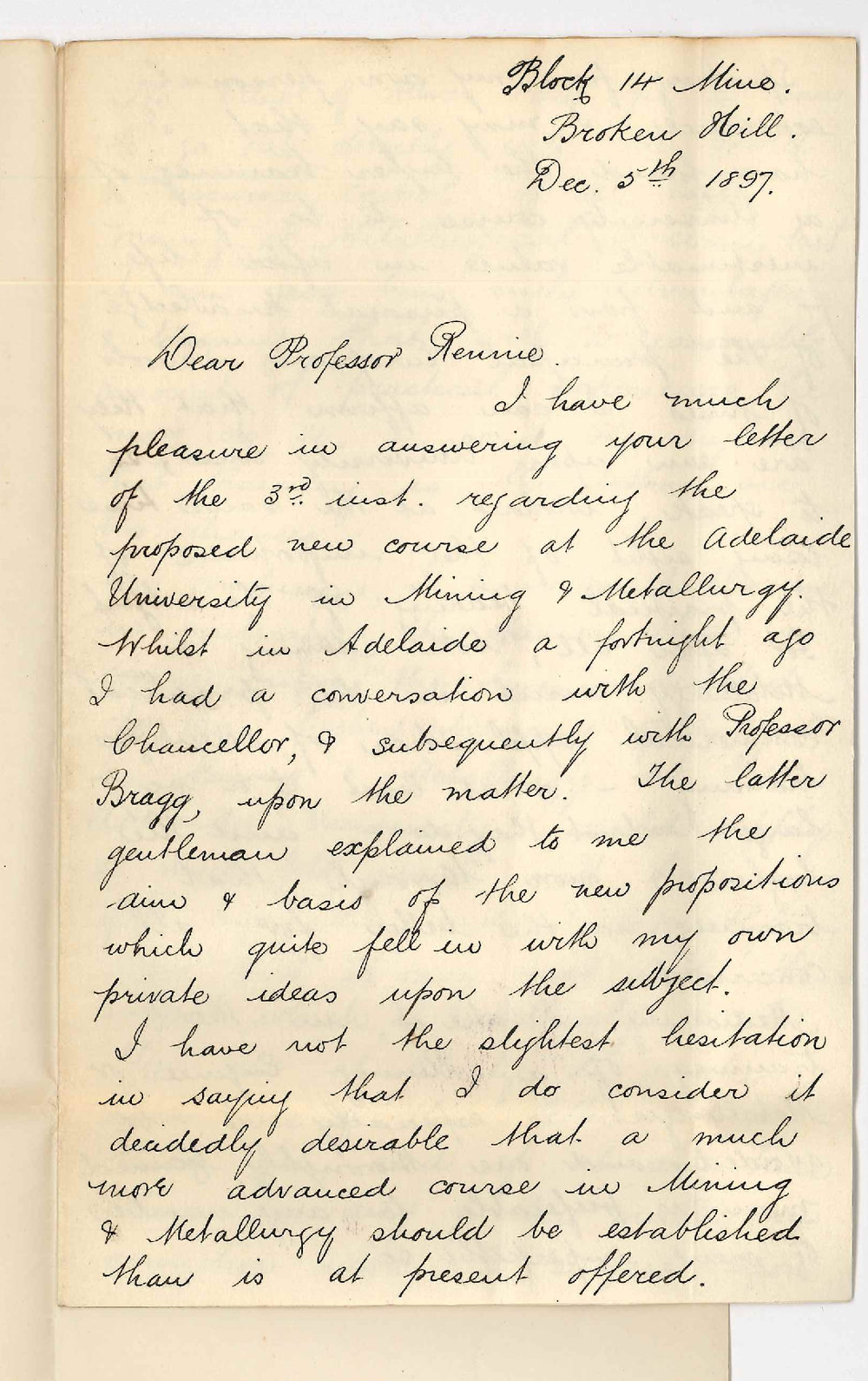 J Collet Moulden - Broken Hill - Concerning the Mining and Metallurgy Course