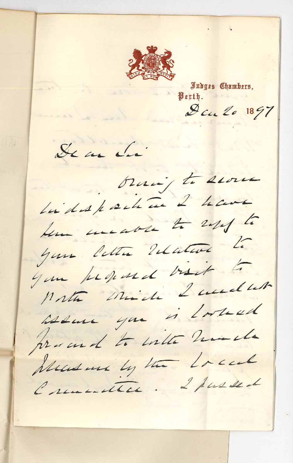 Judge Edward Albert Stone - Perth - Concerning the Registrars visit to Perth