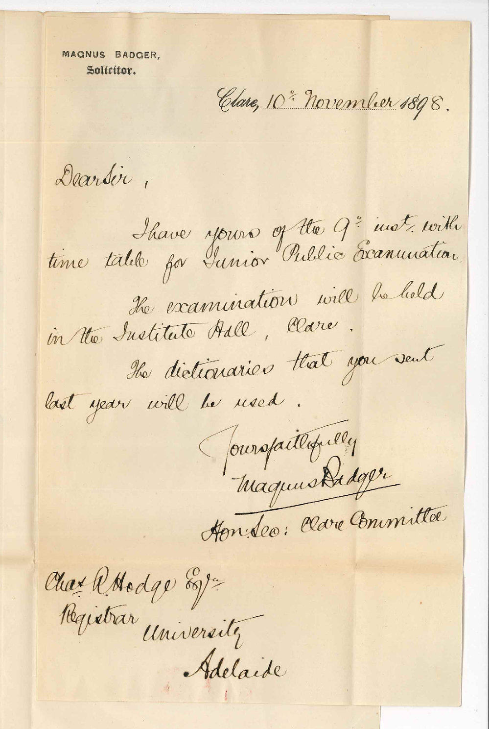 Magnus Badger - Clare - Concerning Junior Public Exam