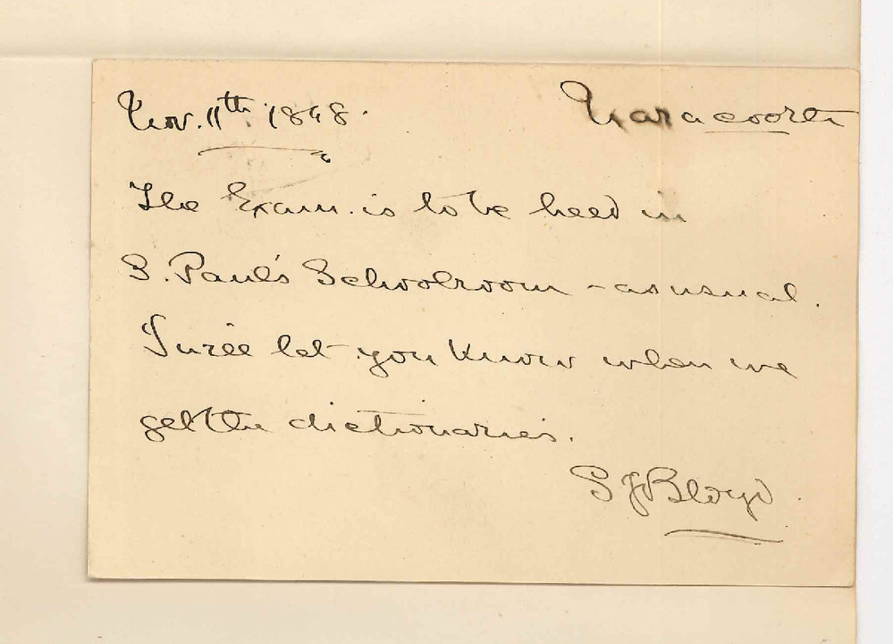 Rev S J Bloyd - Naracoorte - Examination at Naracoorte