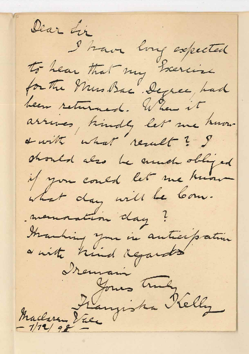 Mrs Franziska Kelly - McLaren Vale - Exercise for Mus Bac Degree