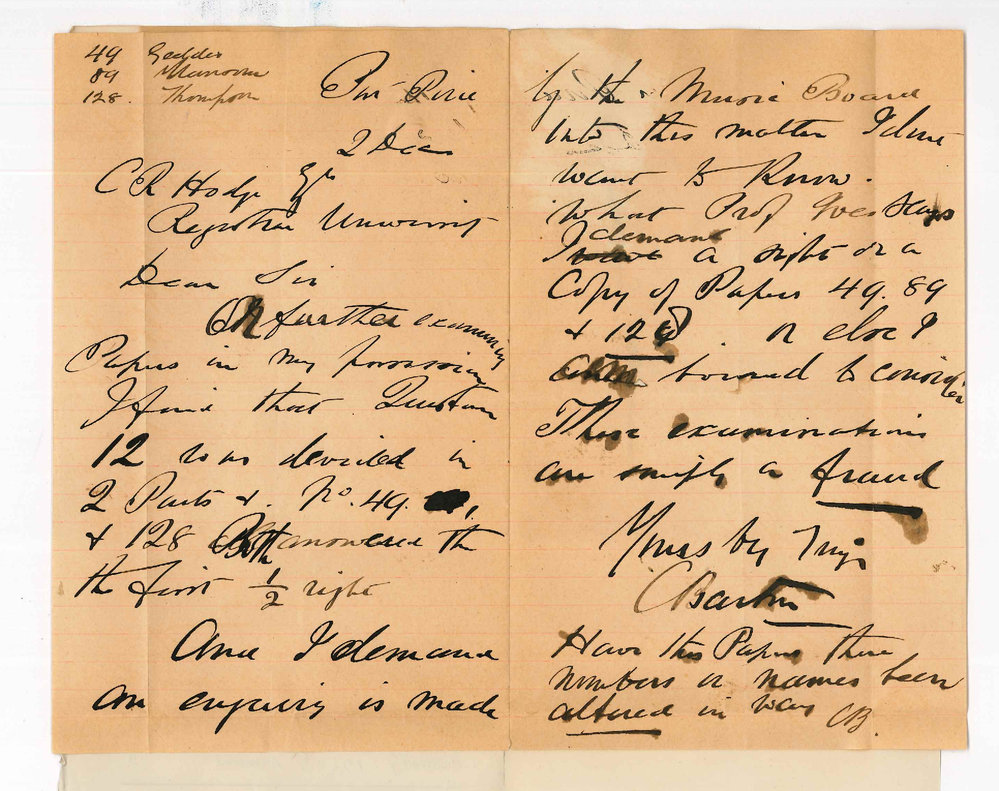 Caulfield Barton - Port Pirie - Music Examination Papers