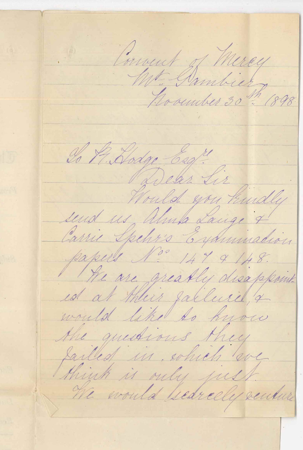 Convent of Mercy - Mount Gambier - Music Examinations