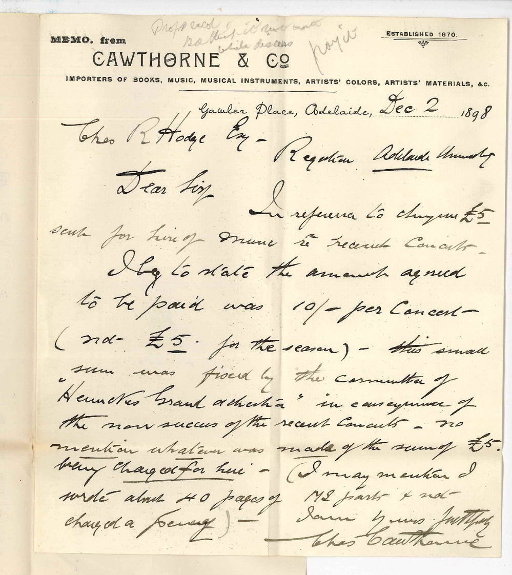 Charles Cawthorne - Adelaide - Orchestral Concerts
