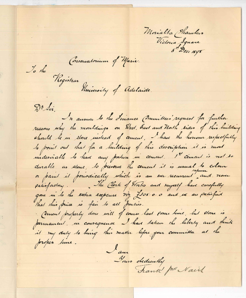 Frank John Naish - Adelaide - Conservatorium Building