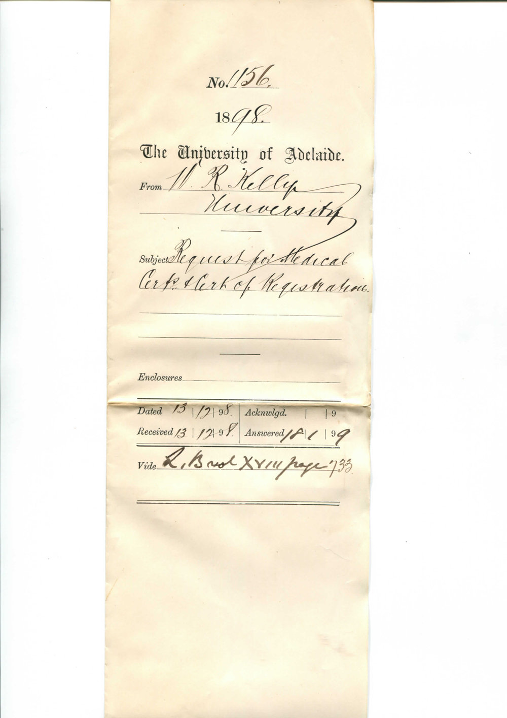 W R Kelly - University - Medical certificates - Certificate of registration