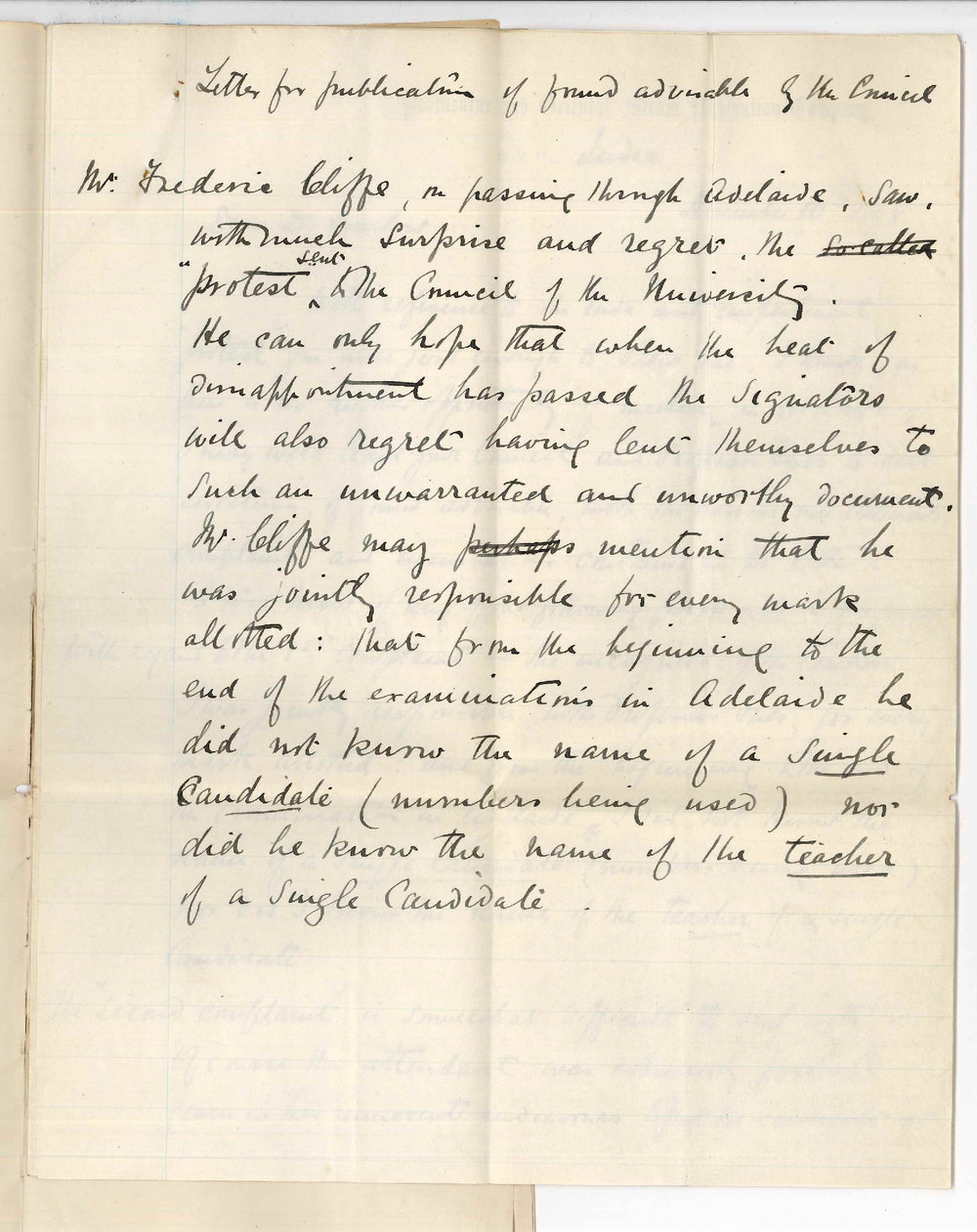 Frederic Cliffe - SS India - Exam in Practice of Music - Teachers protest