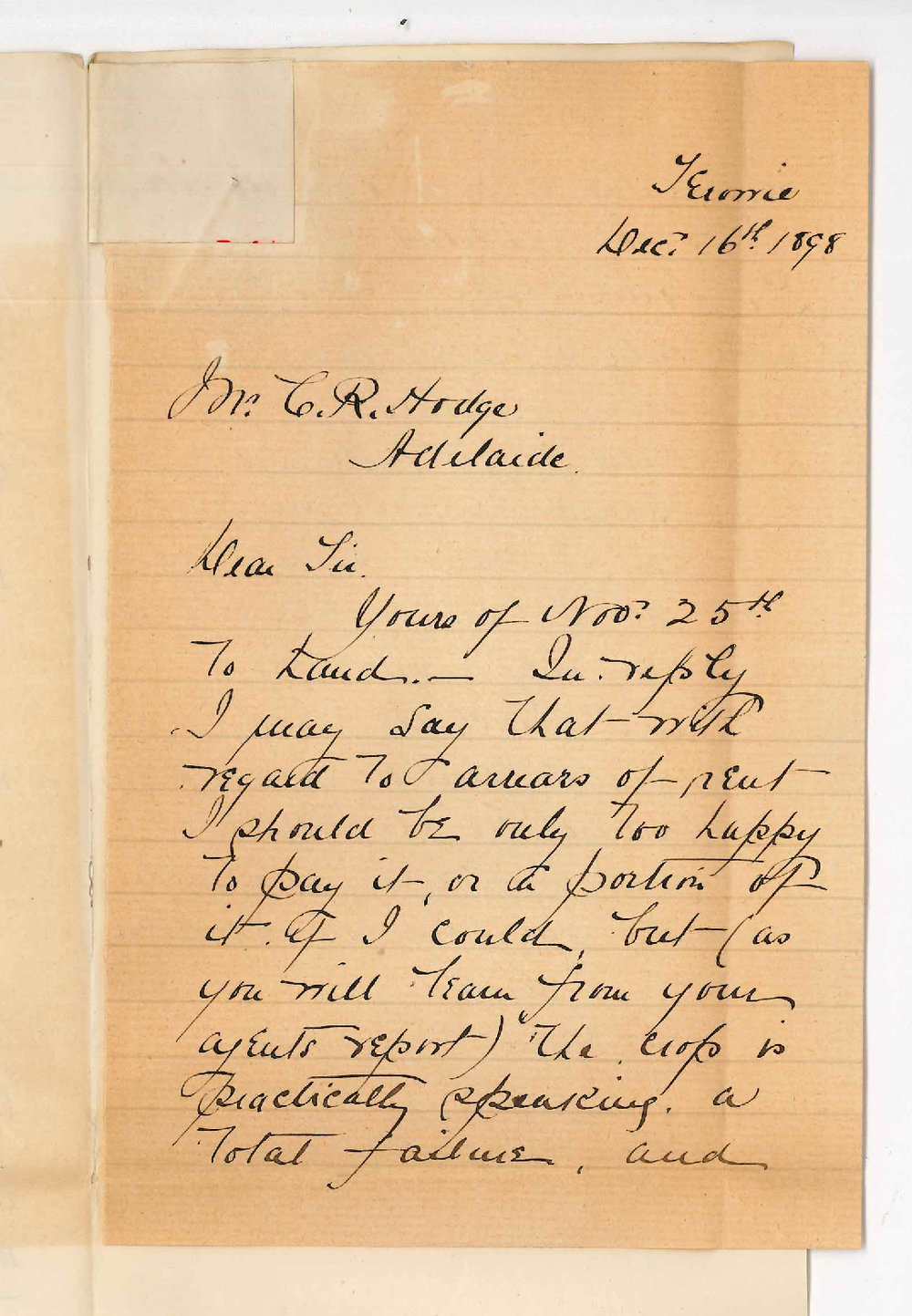 L A Parker - Terowie - Arrears of rent