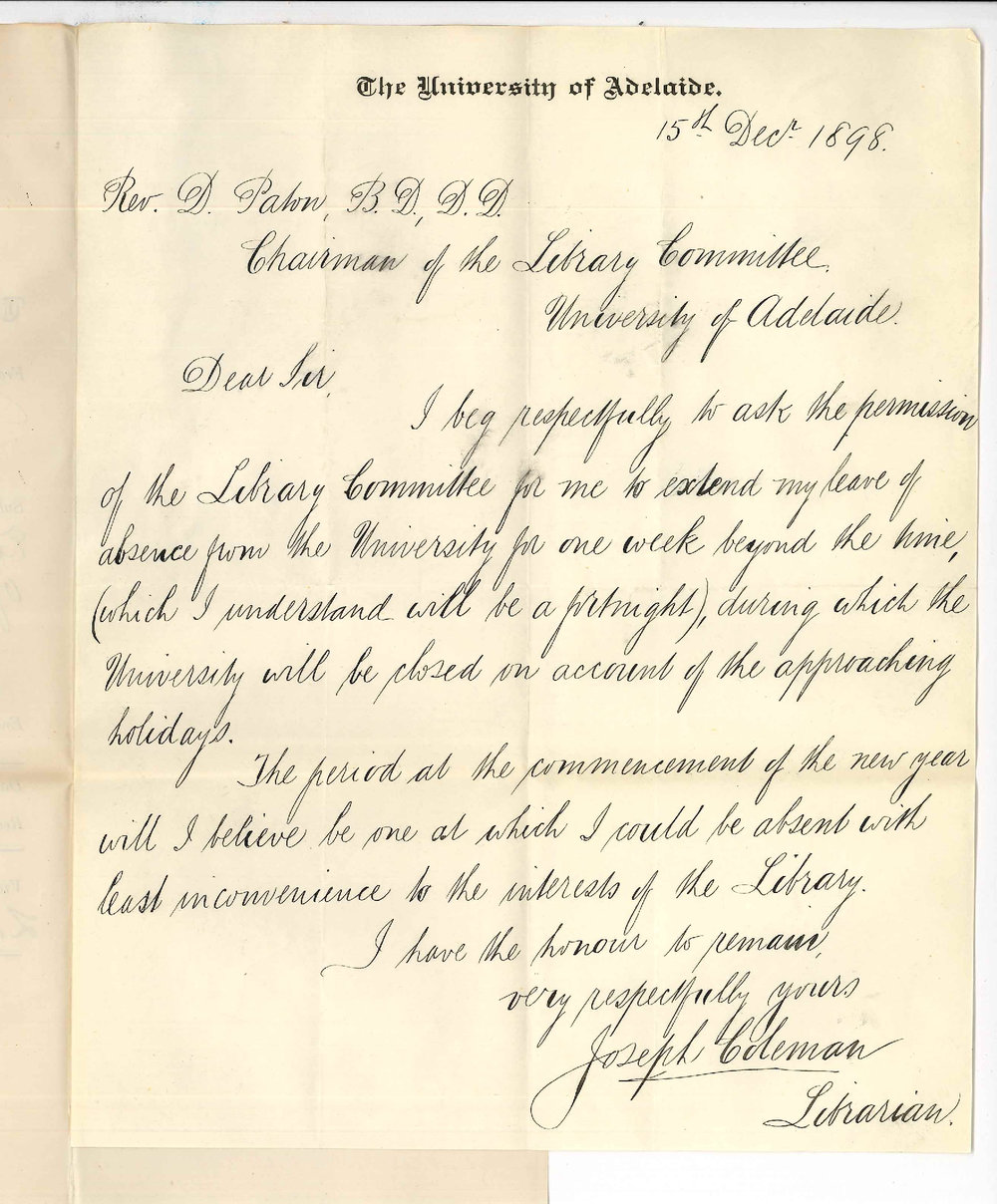 Joseph Coleman - Request for An Extra weeks leave of absence