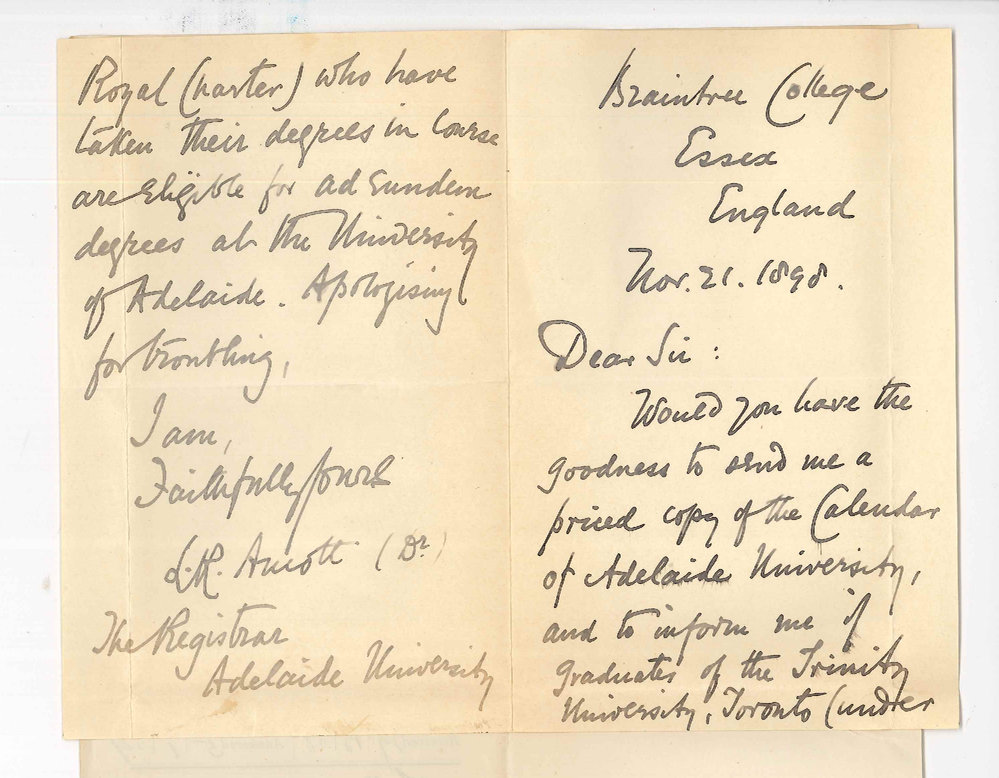 Dr L R Arnott - Essex England - Calendar - If Graduates of Trinity University Toronto are eligible for admission ad eundem