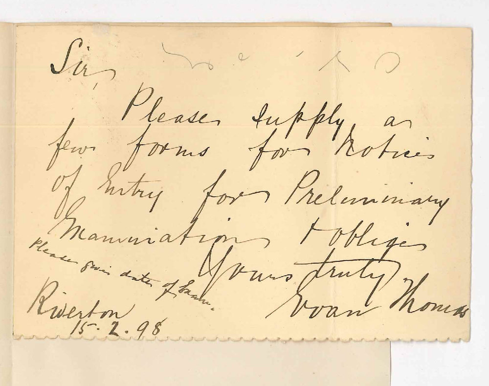 Evan Thomas - Riverton - Forms for Preliminary and when entries close