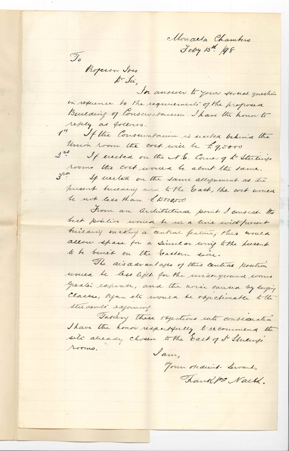 Frank John Naish - Adelaide - Report Conservatorium Buildings