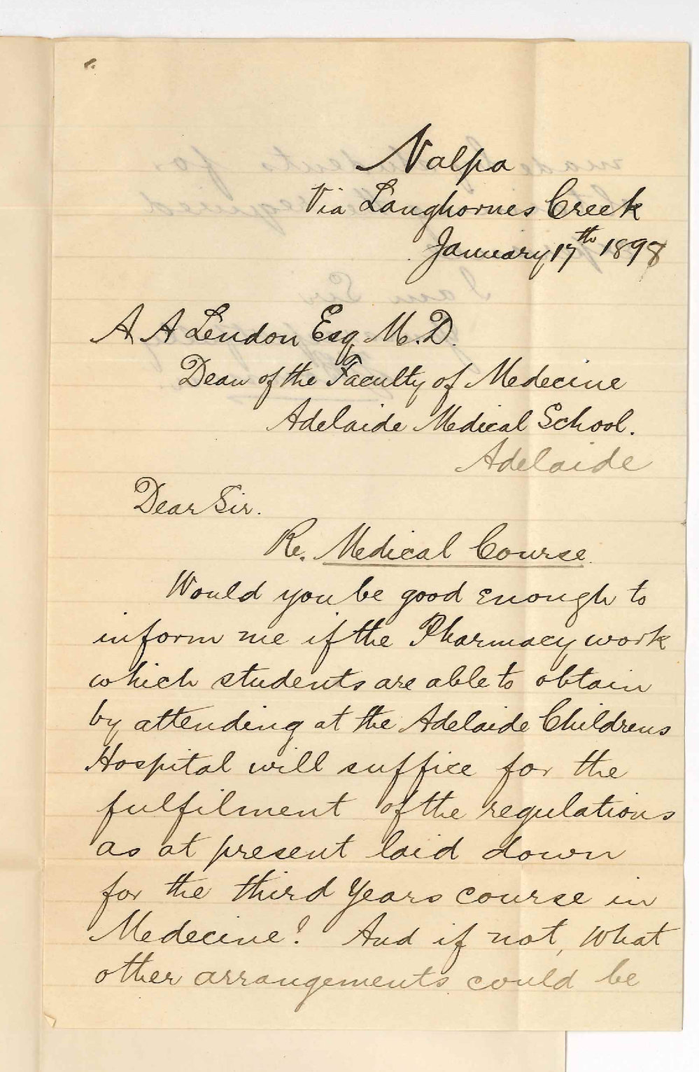 Francis Josiah Bonnin - Langhornes Creek - Asking if Pharmacy Work at Childrens Hospital will suffice for 3rd year