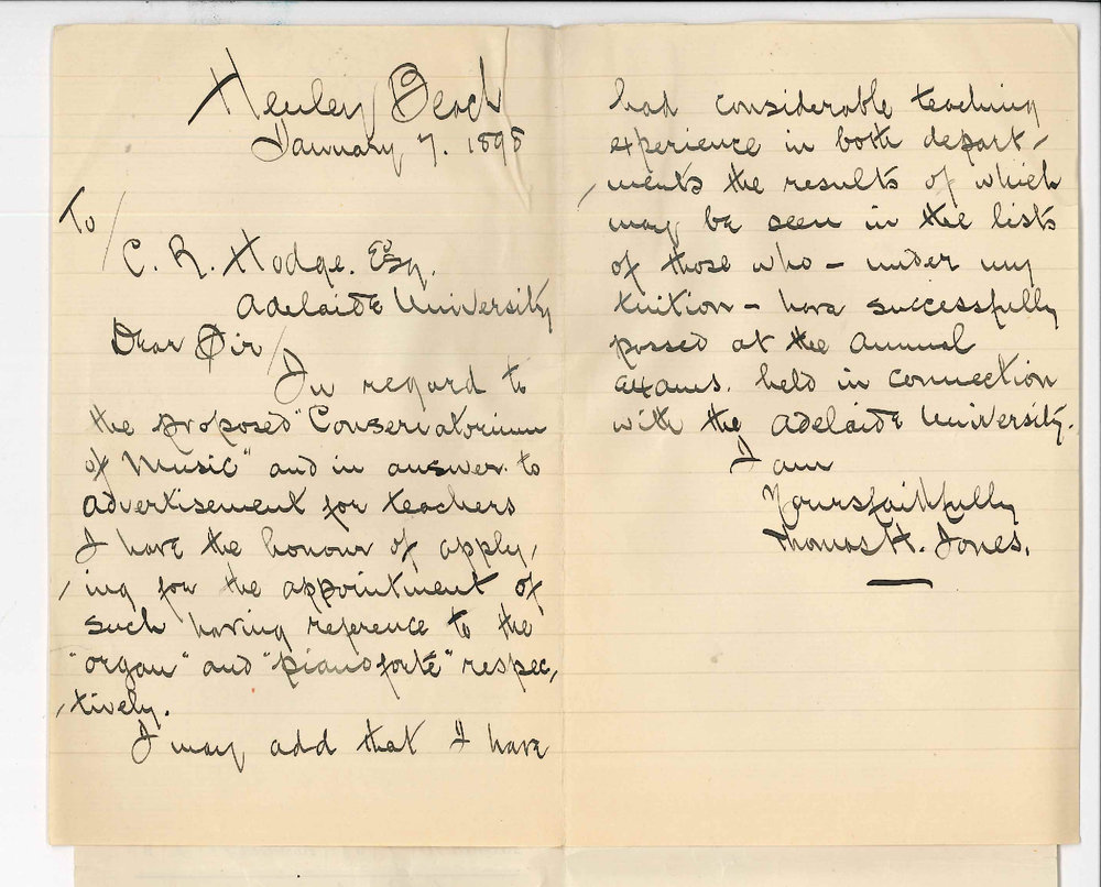 Thomas H Jones - Henley Beach - Application Teacher of Piano and Organ in Conservatorium