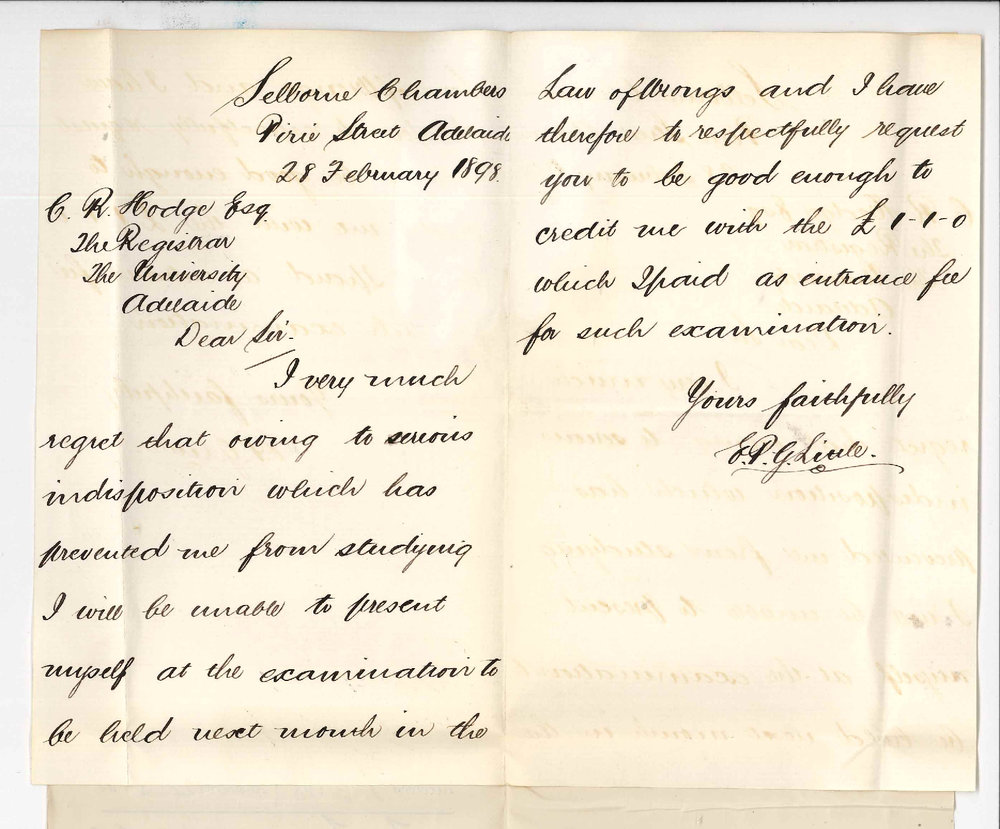 Egbert Percy Graham Little - Adelaide - Wishes to withdraw from Exam in Wrongs