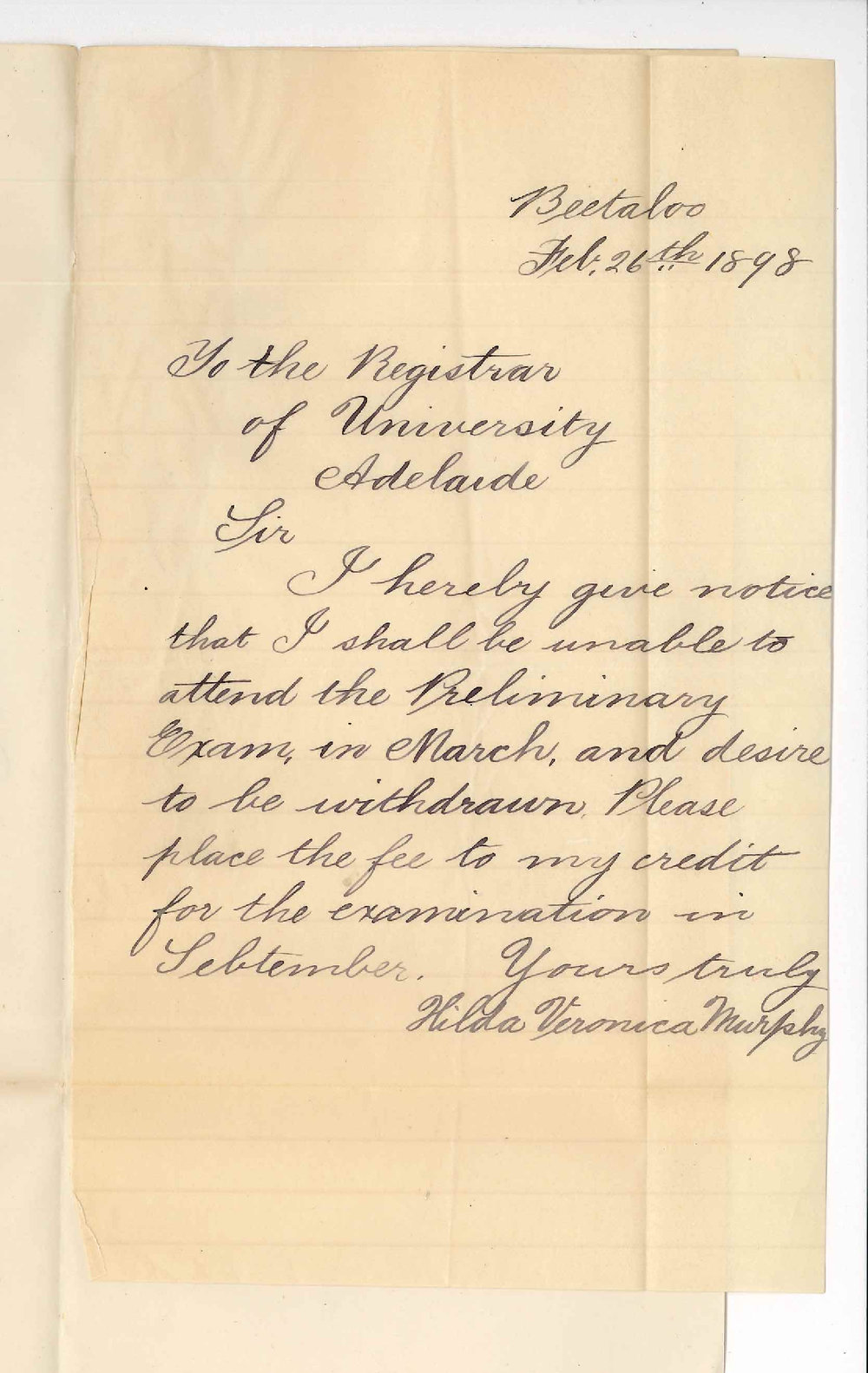 Hilda V Murphy - Beetaloo - Withdrawal from Preliminary Exam