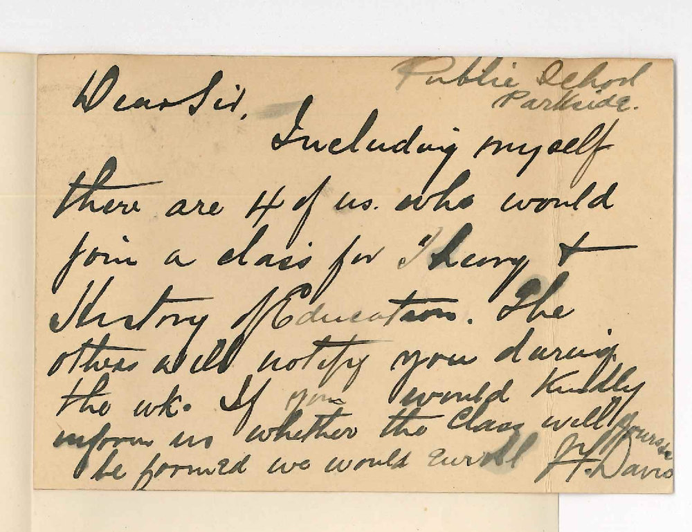 J F Davis - Parkside - Class in Theory and History of Education