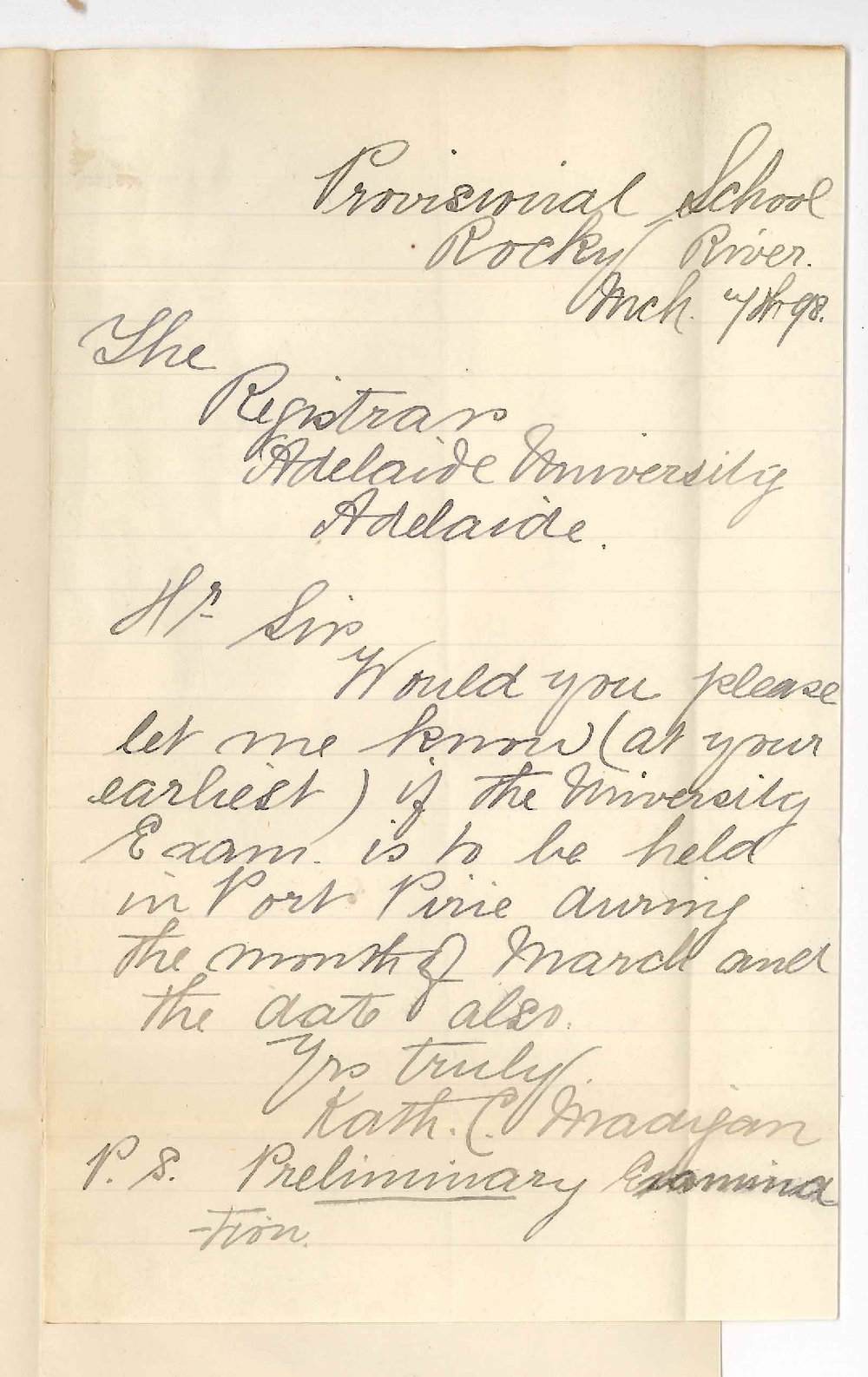 Kath C Madigan - River Rocky - Will Preliminary be held at Port Pirie - if so when