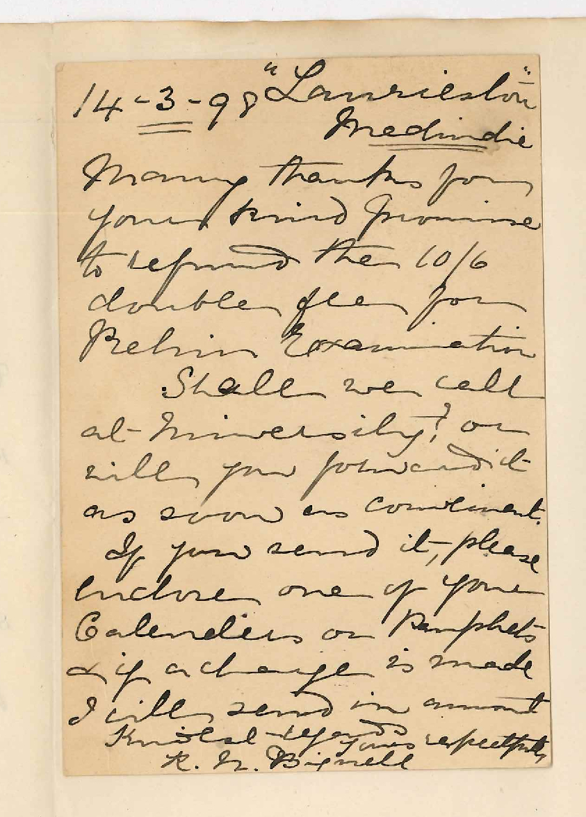 Mrs K N Bignell - Medindie - Refund extra fee for Preliminary Exam