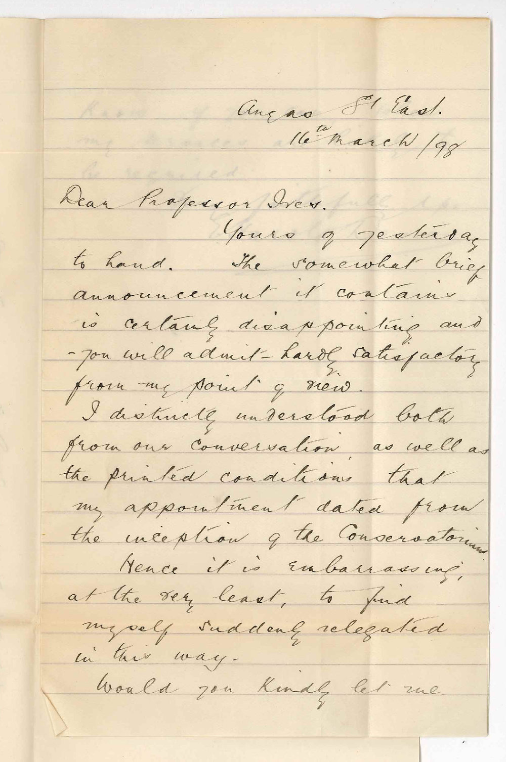E Harold Davies - Concerning the Position of Extra Teacher when does application commence