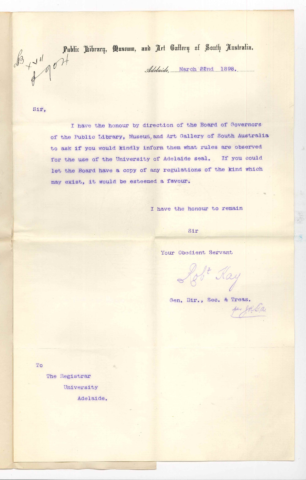 Robert Kay - Public Library etc - What rules are observed for the use of the University Seal