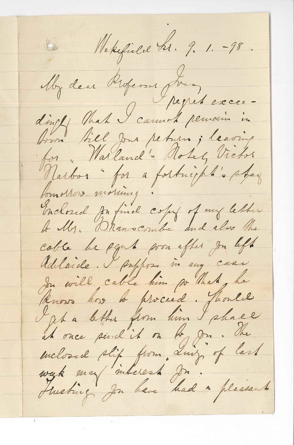 Correspondence between Herr Reimann and Edward Branscombe forwarded to Professor Joshua Ives - With reference to the position of Teacher of Singing for the Conservatorium