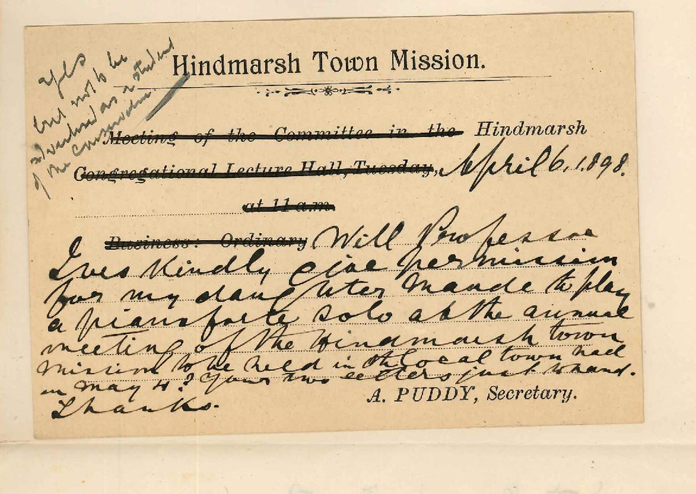 A Puddy - Asking Professor Joshua Ives permission for Miss Maude Puddy to play a solo