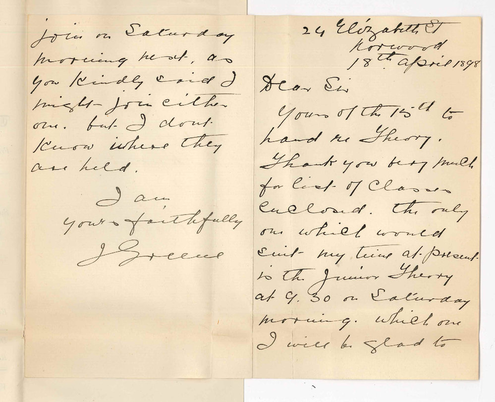 Miss J Greeve - Norwood - Theory Class at the Conservatorium