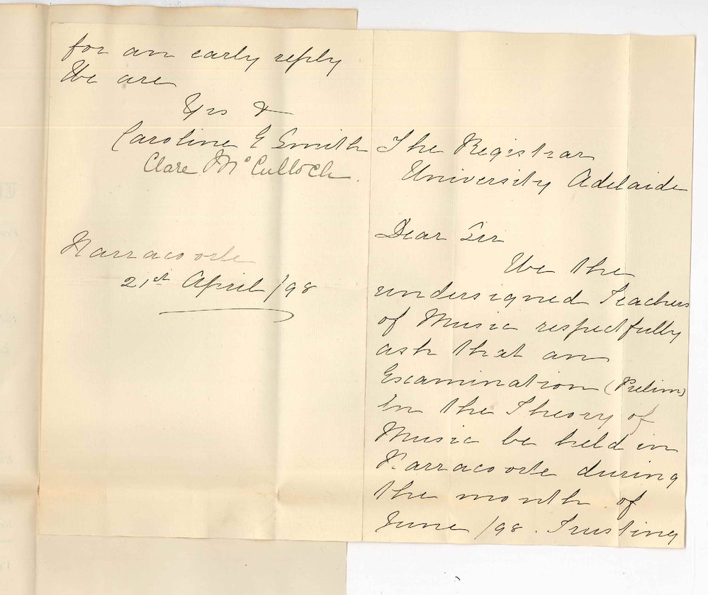 Caroline E Smith and Clare McCulloch - Narracoorte - Asking for Examination in Theory of Music