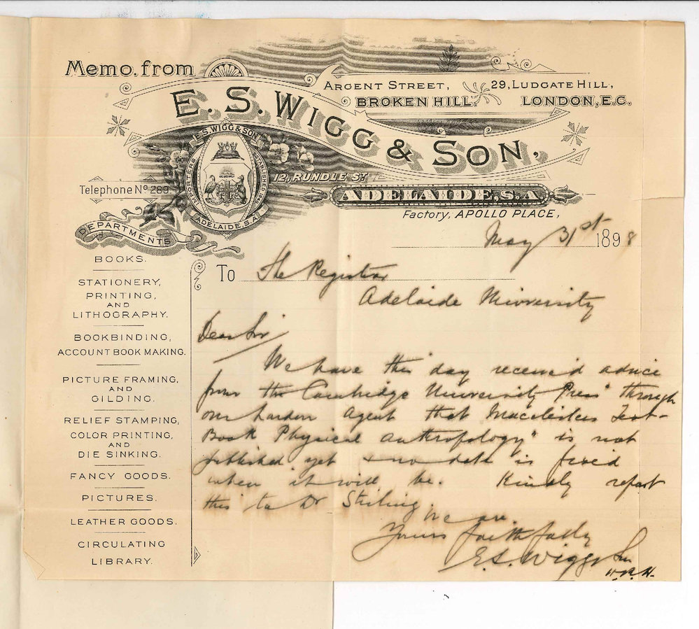 E S Wigg and Son - Macalisters Text Book for Physical Anthropology not yet published